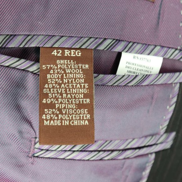 Perry Ellis Mens Two Button Suit Jacket Black Wool Blend Blazer Business 40R New - Picture 8 of 12